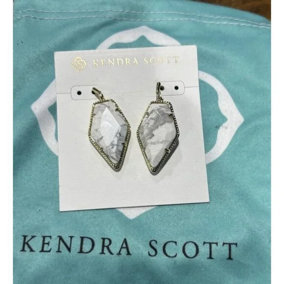 Kendra Scott Gold Howlite Marble Tessa Earrings - Picture 2 of 4